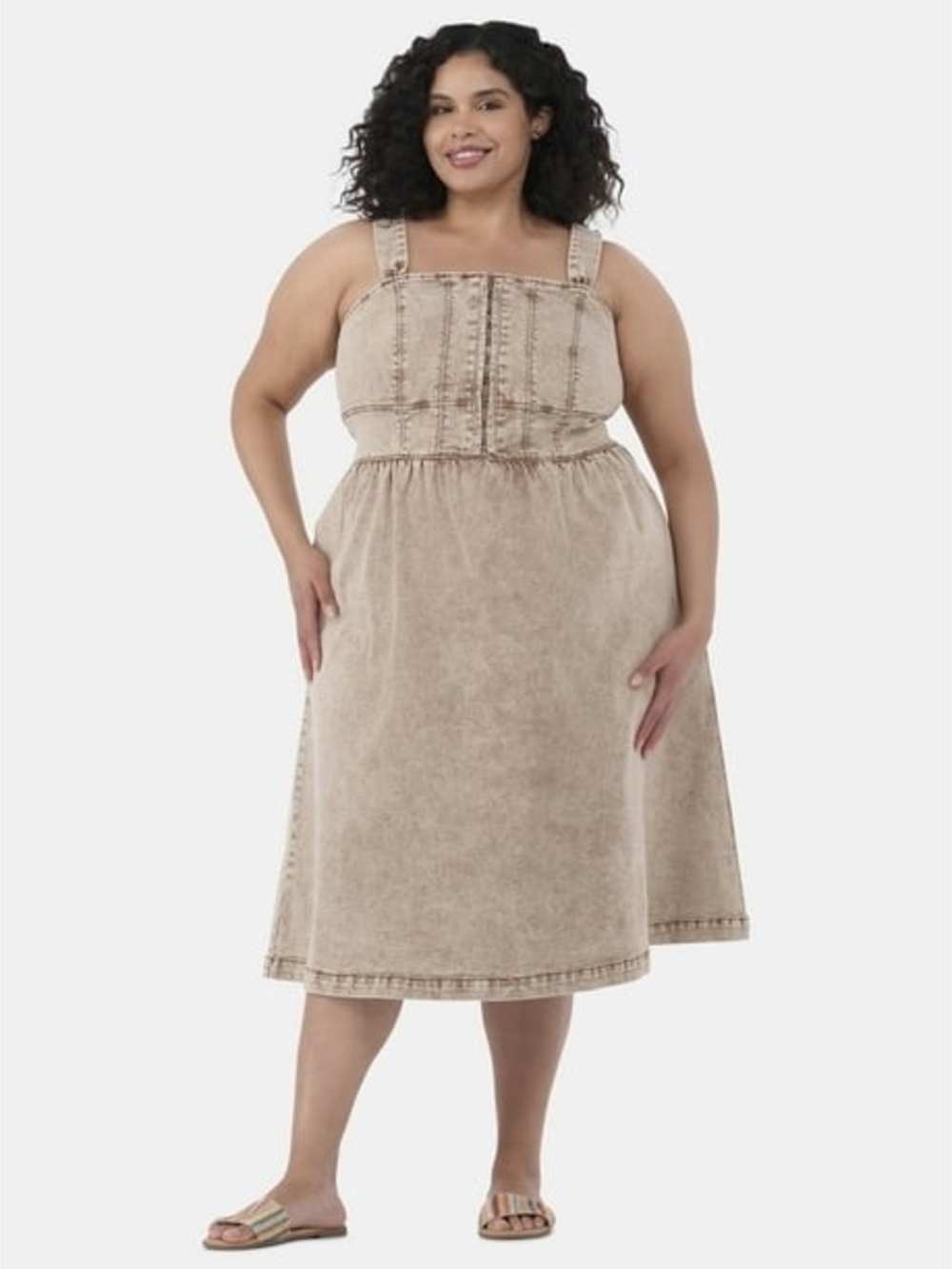 Brown Corset Denim Dress. Plus Size 3x.